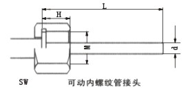 雙金屬溫度計(jì)可動內(nèi)螺紋管接頭