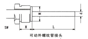 雙金屬溫度計(jì)可動外螺紋管接頭